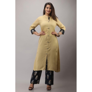 MAUKA Rayon Solid Kurti With Palazzo Womens Stitched Salwar Suit - Beige ( Pack of 1 ) - None