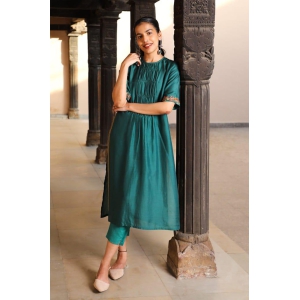 Juhi Teal Kurta With Crewel Embroidery