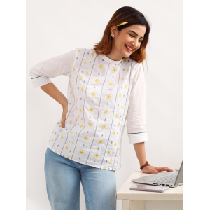 Bouquet Pure Cotton Embroidered Top-L