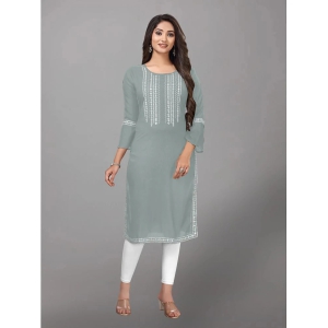 Kapadia - Grey Rayon Womens Straight Kurti ( Pack of 1 ) - None