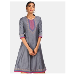 Karigari - Grey Polyester Women's A-line Kurti - M