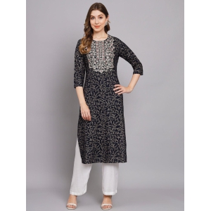 Women's Navy Blue Rayon Straight Kurta-XXL / Navy Blue