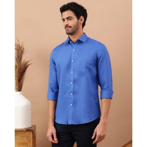 Egyptian Blue Men Linen Shirt M