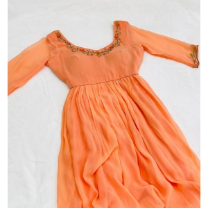 Saffron handwork Anarkali backless Gown-XL