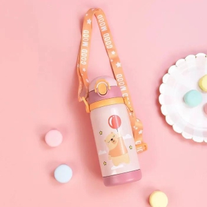 Insulated Dual Cap Bottle : Cartoon-Pink