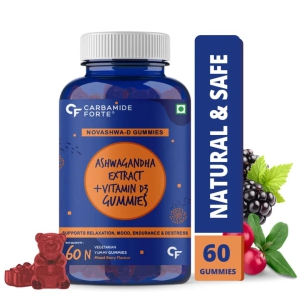 Ayurhill CF Ashwagandha Gummies with Vitamin D3 for Relaxation & Focus | Mixed Fruit Flavour - 60 Vegan Gummies