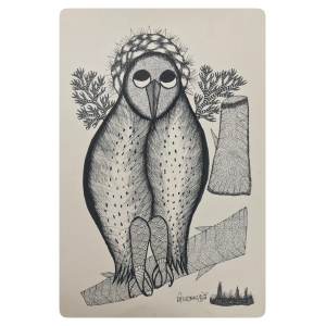 Embrace Elegance with the Enchanting Traditional Gond Art Black & White Owl Painting GD011