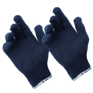 Solance Unisex Reusable Washable Knitted Cotton Safety Hand Gloves Free Size (Pack of 24) Navy Blue