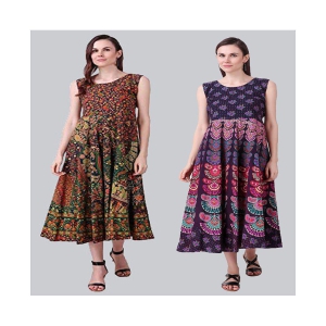 Rangun Cotton Multi Color A- line Dress - S-XL