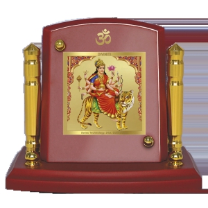 Diviniti 24K Gold Plated Nav Durga For Car Dashboard, Home Decor, Table Top, Gift (7 x 9 CM)-default title