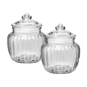 Treo By Milton Pot Jar With Glass Lid, Set of 2, 670 ml Each, Transparent | Air Tight | Storage Jar | Kitchen Organiser | Modular | Dishwasher Safe - Transparent