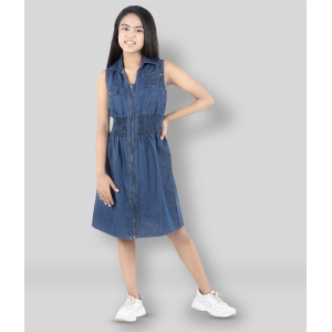 StyleStone - Blue Denim Girl's A-line Dress ( Pack of 1 ) - None