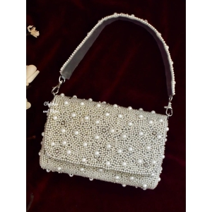 White Pearl and Diamond Flap Bag