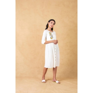 White Embroidered Dress-S