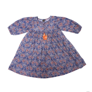 Maria Dress in Blue and Orange Floral Print-6-8 years