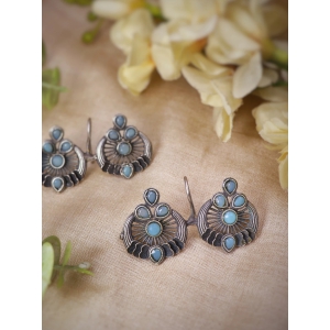 Handmade Brass Oxidized Silver look alike Earrings - TUHINA