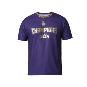 KKR Champions 2024 Round Neck Purple Printed Polyester T-Shirt for Kids-8 / Purple / 100% Polyester PK