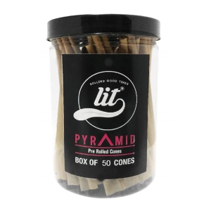 LIT Pyramid Unbleached Organic Paper Party Box of 50 King Size Pre Rolled Cones (Brown)