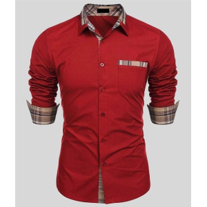 Life Roads - Red Cotton Slim Fit Men's Casual Shirt (Pack of 1 ) - None