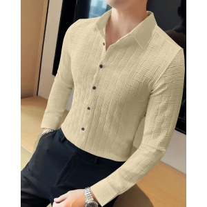 Dark Ivory Textured Regular Fit Shirt-2XL/46