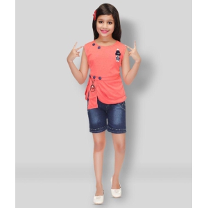 PARI FASHION - Pink Denim Girl's Top With Shorts ( Pack of 1 ) - None