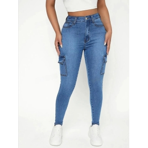 Women Six Pocket Skinny Blue Jeans-28