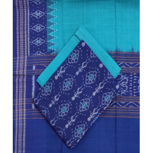 Blue Green Sambalpuri Handwoven Single Ikat Suit Set