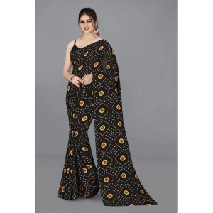 ANAND SAREES - Black Georgette Saree Without Blouse Piece ( Pack of 1 ) - Black