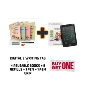 3D Groove Magic Book Set (4 Book, 8 refill, 1 Pen, 1 Grip Pen) With Digital Writting Pad-1