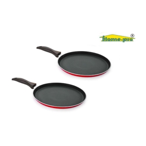 HomePro - Non-stick Aluminium Dosa Tawa, Flat Tawa Pack of 2, 28cm, Gas stove compatible, Red