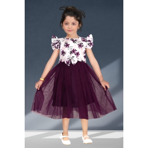 Kids Girls Knee Length Flower Leaf Design Festive/Wedding Fit & Flare Dress-3 - 4 Year