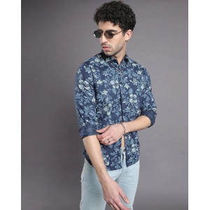 Mens Multicolor Flower Print Shirt-L