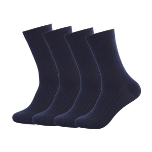 WILDSTUFF - Cotton Mens Striped Blue Mid Length Socks ( Pack of 4 ) - Blue