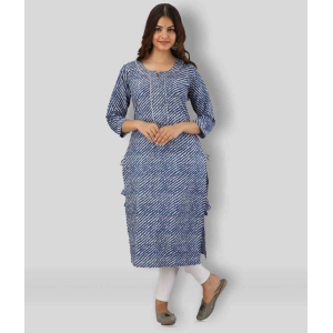 FABRR - Blue Cotton Women's Straight Kurti ( Pack of 1 ) - None