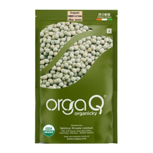 OrgaQ Organicky Organic Dry Green Vatana/Matar Beans/Green Peas