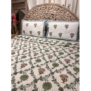 Hand Block Organic Mulmul Cotton Quilt | Gulkari Quilt-Pair of Single