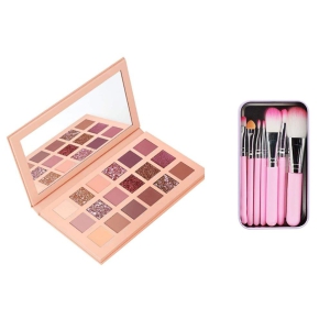 Beauty Nude Eye Shadow Palette(18 Shade in 1 Kit) With Mirror With Professional Makeup Brush set of 7pcs