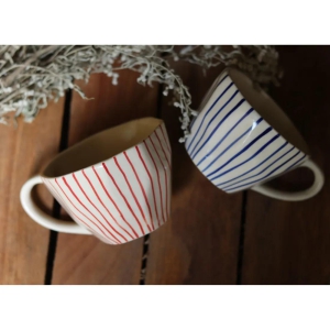 The Lined Mugs - Red & Blue