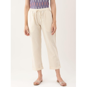 White Cotton Ankle Length Palazzo - Trouser