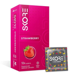 Skore Flavored Dotted & Coloured Strawberry 10 Condoms