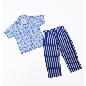 The Wise Owl Nightwear in Blue and White-6-8