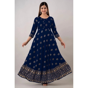 Kapadia - Navy Blue Rayon Womens Anarkali Kurti ( Pack of 1 ) - None