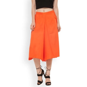 Women Orange Flared Solid Palazzos