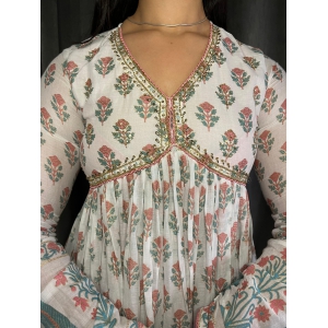 MASAKALI WHITE AND PINK ANARKALI-XXL