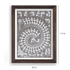 Maharashtrian warli tribe traditional tarpa folk dance (grey)