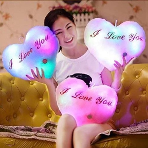 LED Light Plush Heart Pillow