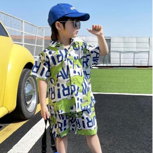 Fashion Toddler 2pcs Suit Baby Boys Outfits Cotton Cartoon Tyrannosaurus Shirt Tops And Shorts Children Holiday Clothes-5_6_Year