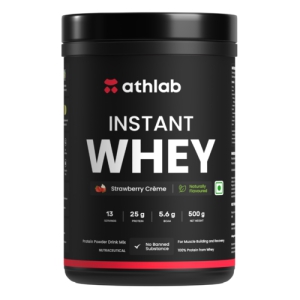 Athlab (by Nutrabay) Instant Whey Protein| Naturally Flavoured & Sweetened with Monk Fruit | No Preservatives, 25g Protein - Strawberry Crème, 500g