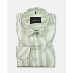 Zuazeiro Olive Green Stripe Oxford Cotton Shirt-40 / M