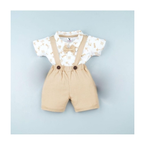 Macitoz - Beige Cotton Baby Boy Dungaree Sets ( Pack of 1 ) - None